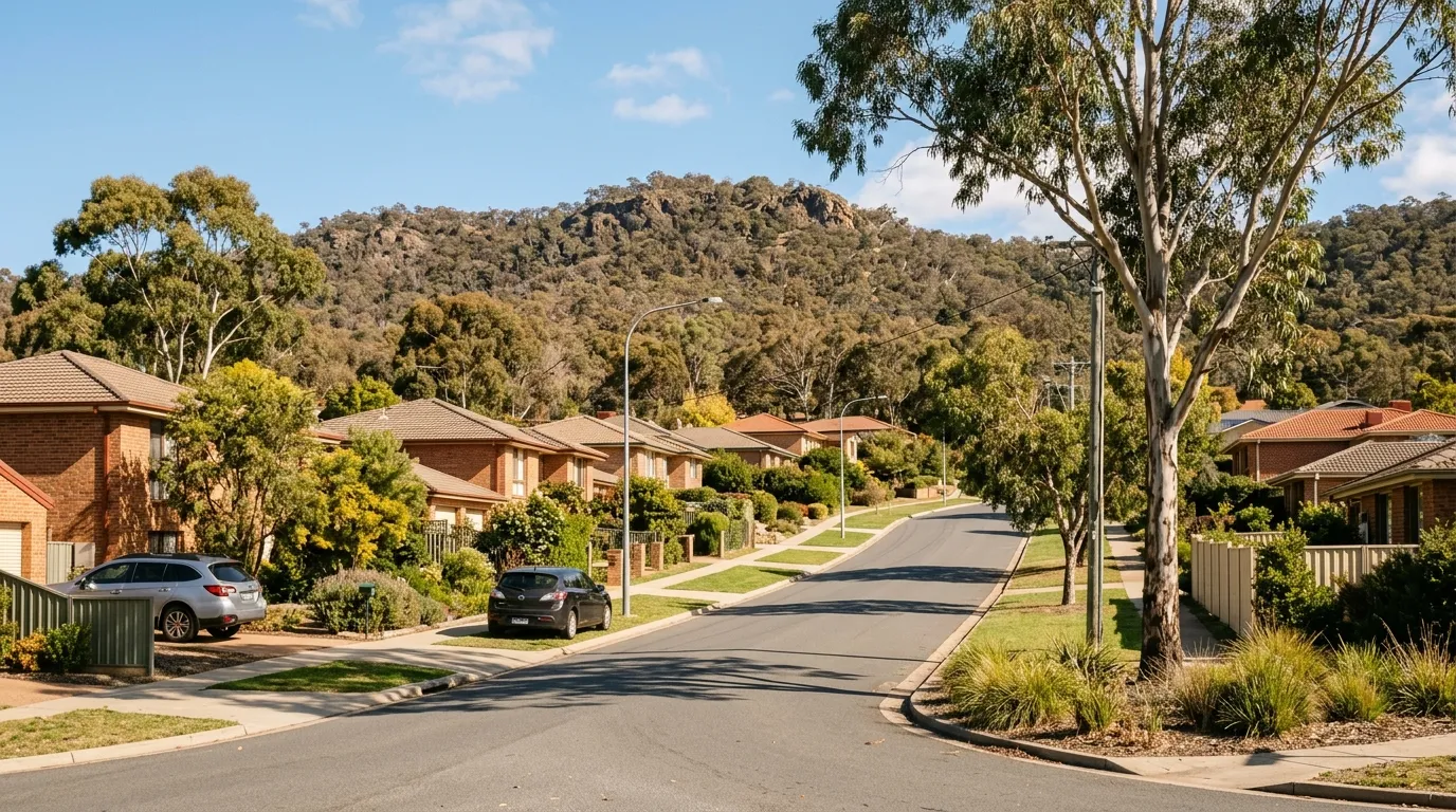 A residential street in Farrer below the ridge, Canberra