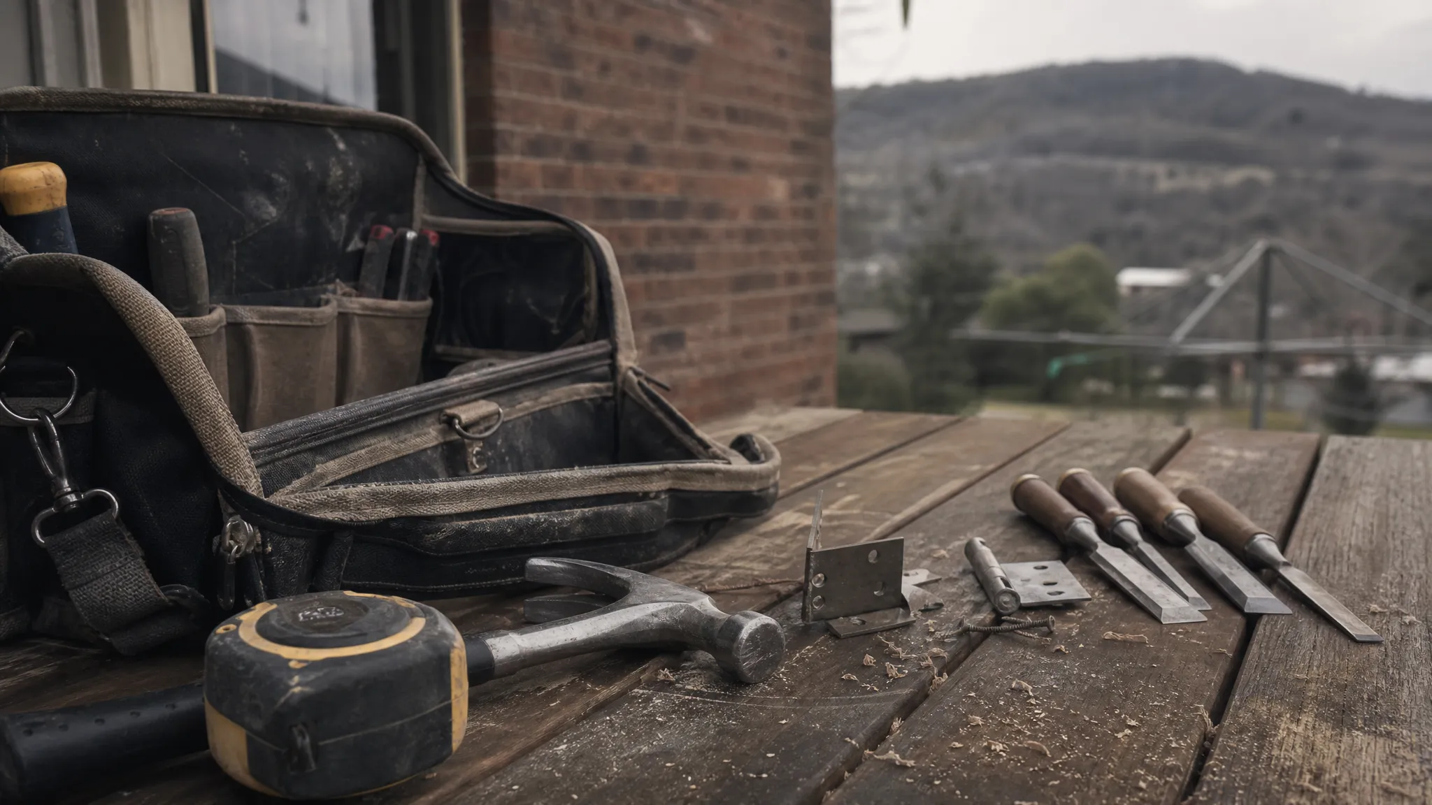 handyman tool bag and carpentry repair on a Canberra job site