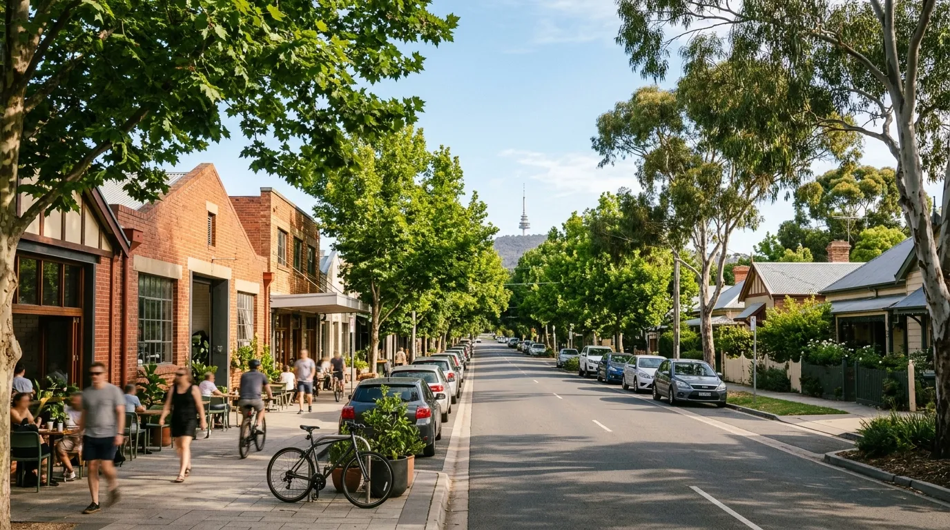 A leafy inner-city street in Canberra's Inner North near Braddon