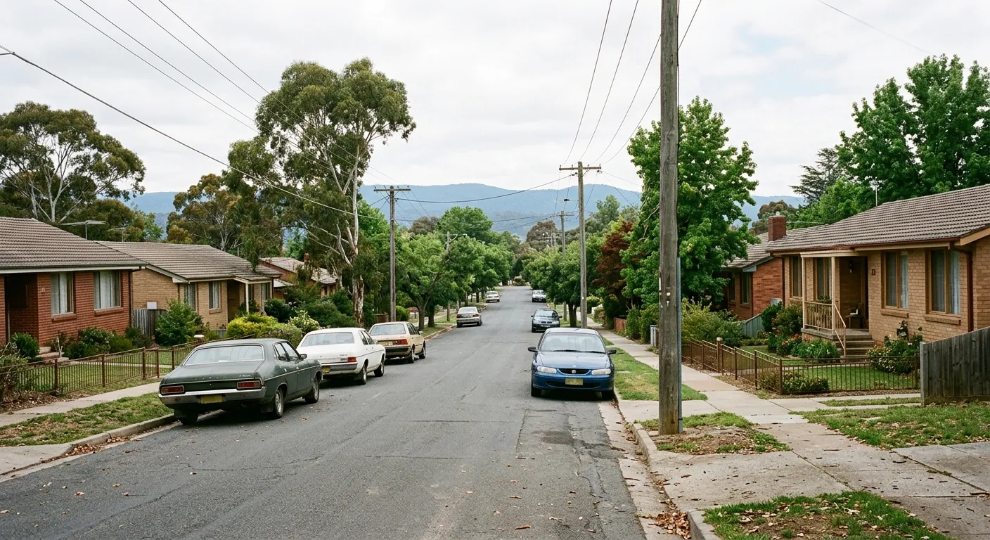 An older residential street in Lyons, near Woden town centre, Canberra