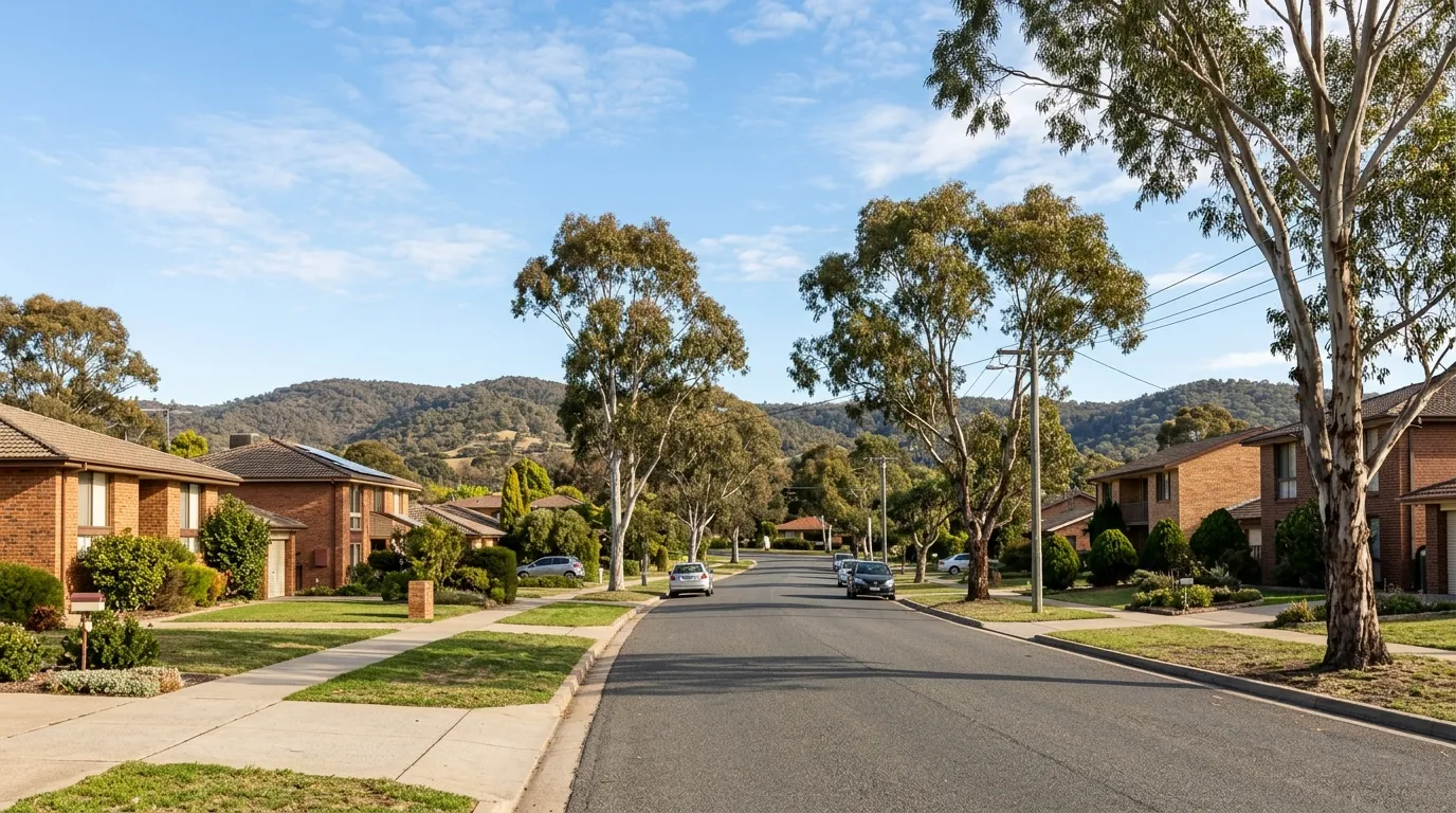 A residential street in Pearce, Canberra
