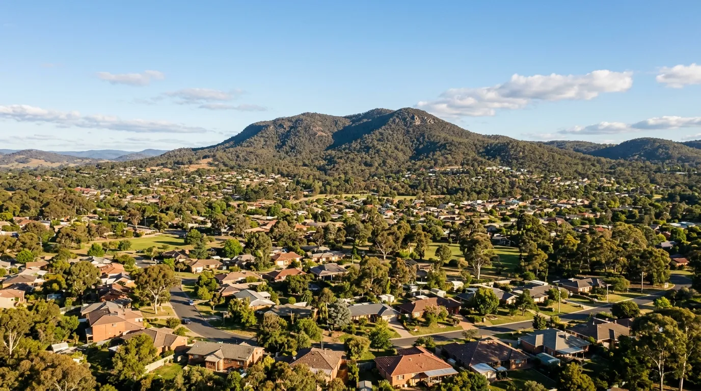 Woden Valley rooftops below Mount Taylor